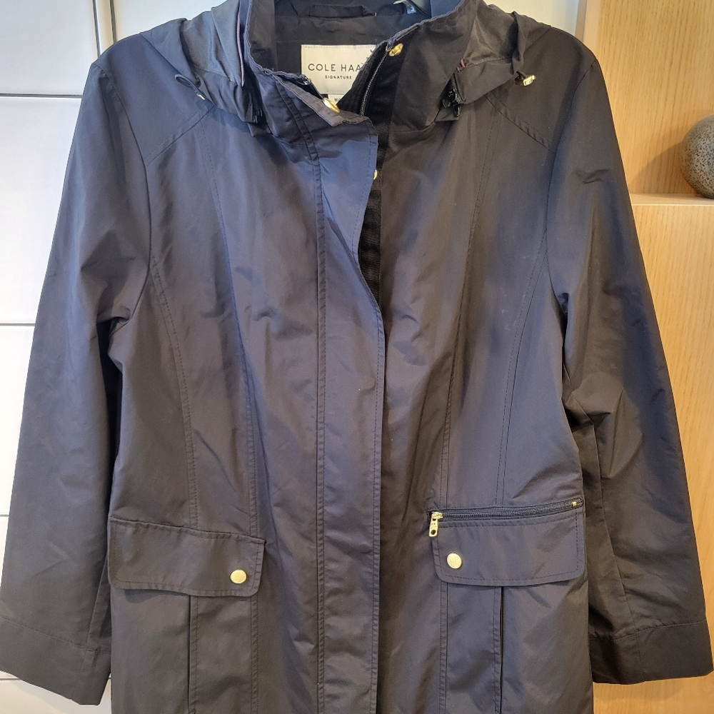 Cole Haan Rain Coat, Size M, Black - Picture 3 of 14